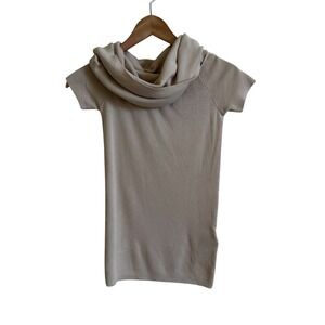Zara Knit top Cowl Neck Short Sleeve‎ Casual Chic Beige Size S